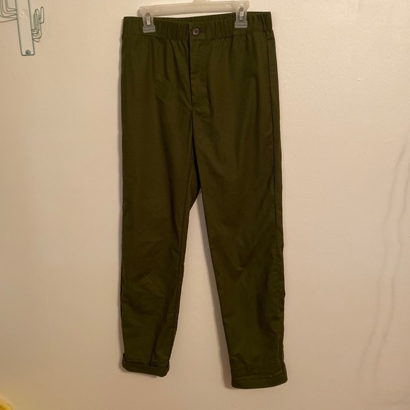 Olive Green Woven Trousers - Picture 2 of 9
